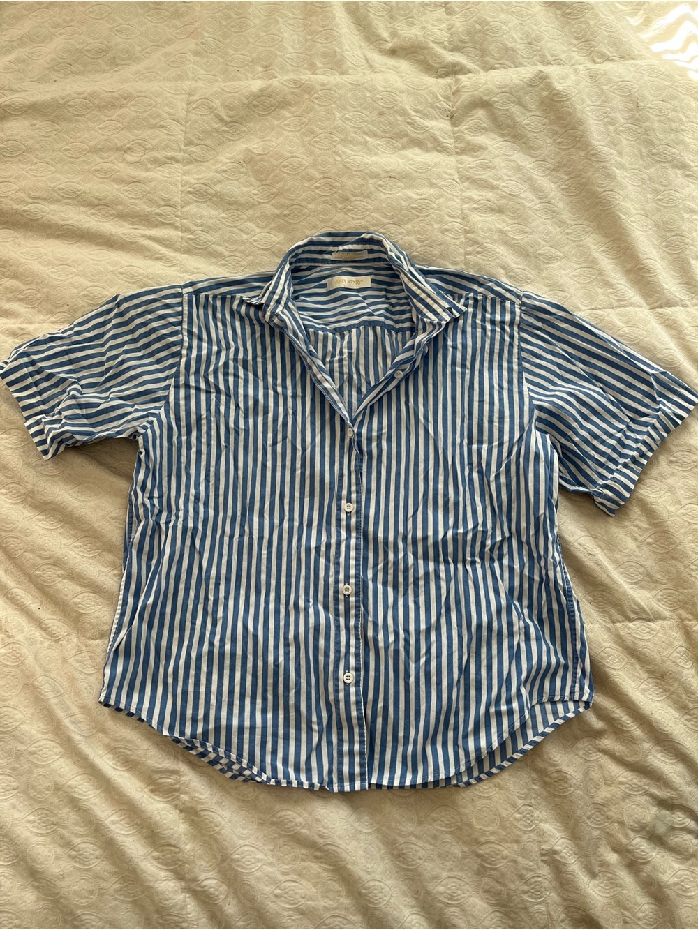 Vintage John Henry Blue & White Striped Short-Sleeve women’s Shirt size 10